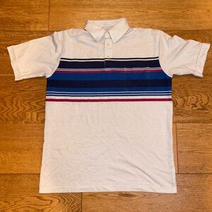 Men's Striped Polo Shirt - White, Blue, and Red